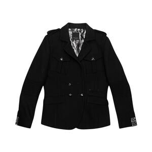 ★ Ted Baker Black Military-Inspired Wool Blazer w/ Embellished Cuffs ★